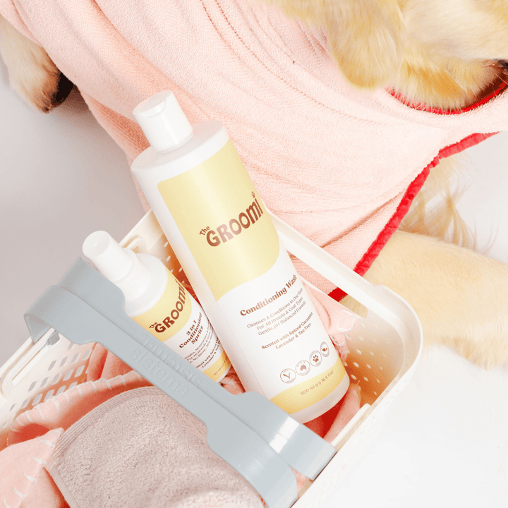 Bath Bundle for Dogs: Includes Hydro Hound, Conditioning Wash & Spritz. Achieve professional grooming results at home—quick, deep clean with a soft, shiny coat. Suitable for all breeds. Vegan, organic.